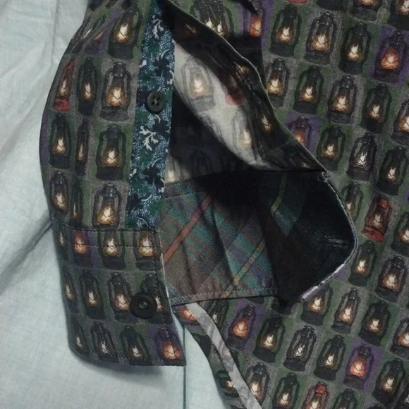 Robert Graham green lantern pattern button down long sleeve shirt size large - Picture 7 of 11